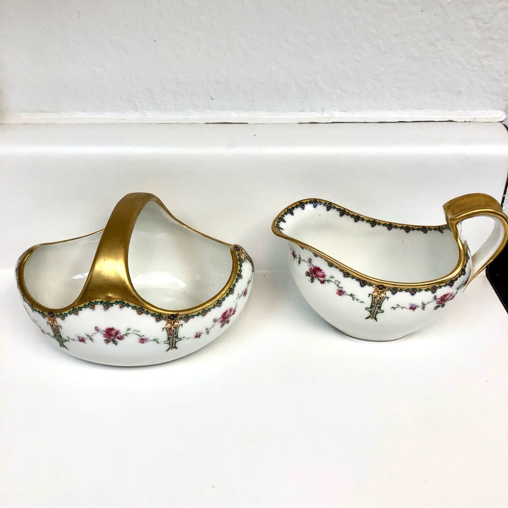 Vintage Haviland & Co. Limoges Gold Rimmed Sugar & Creamer
